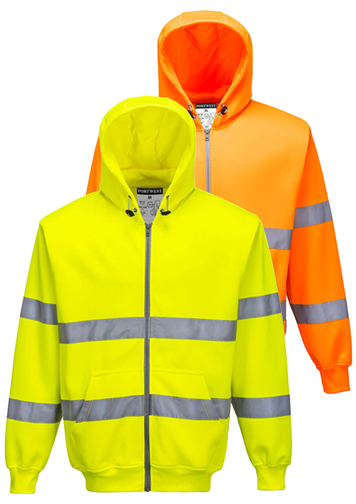 B305 HI VIS ZIP FRONT HOODY