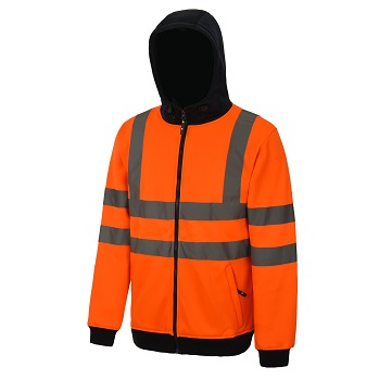 AQUA HI VIS FULL HOODED SWEATSHIRT EN ISO20471